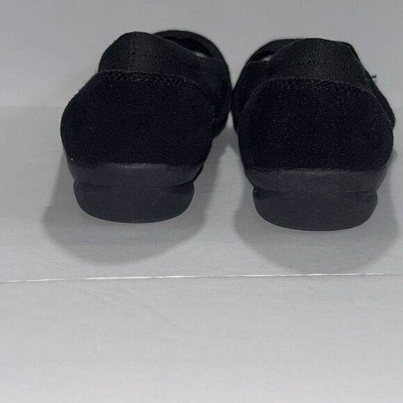 Skechers Slip On Loafer Relaxed Fit Women 7.5 Memory Foam Leather Trim Black EUC - Picture 6 of 9